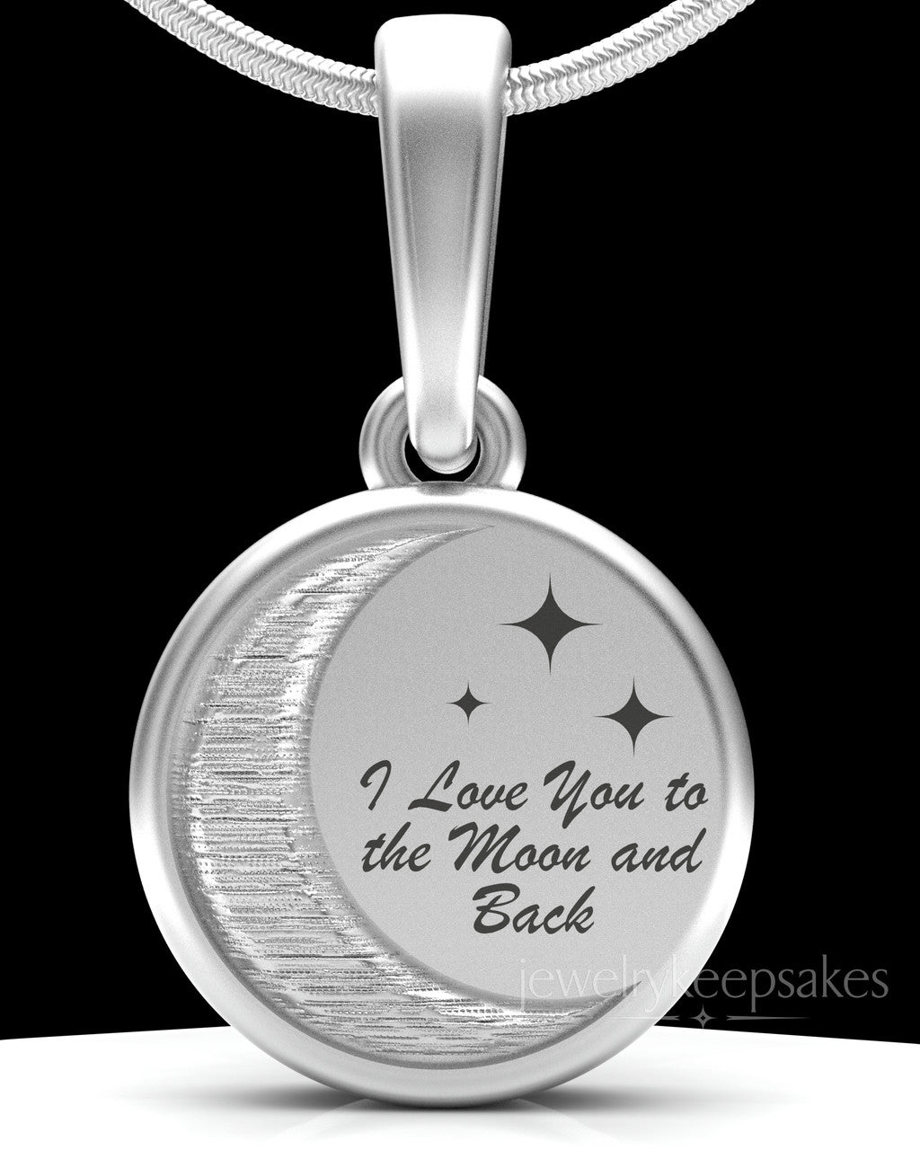 Sterling Silver Moon and Back Permanently Sealed Waterproof Keepsake Jewelry