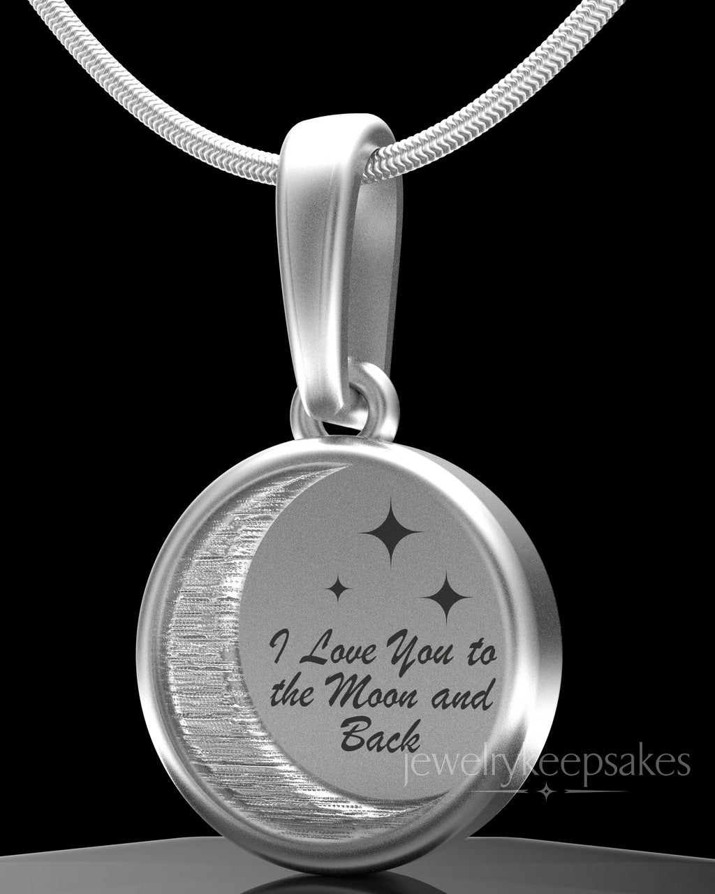 Solid 14k White Gold Moon and Back Permanently Sealed Waterproof Keepsake Jewelry