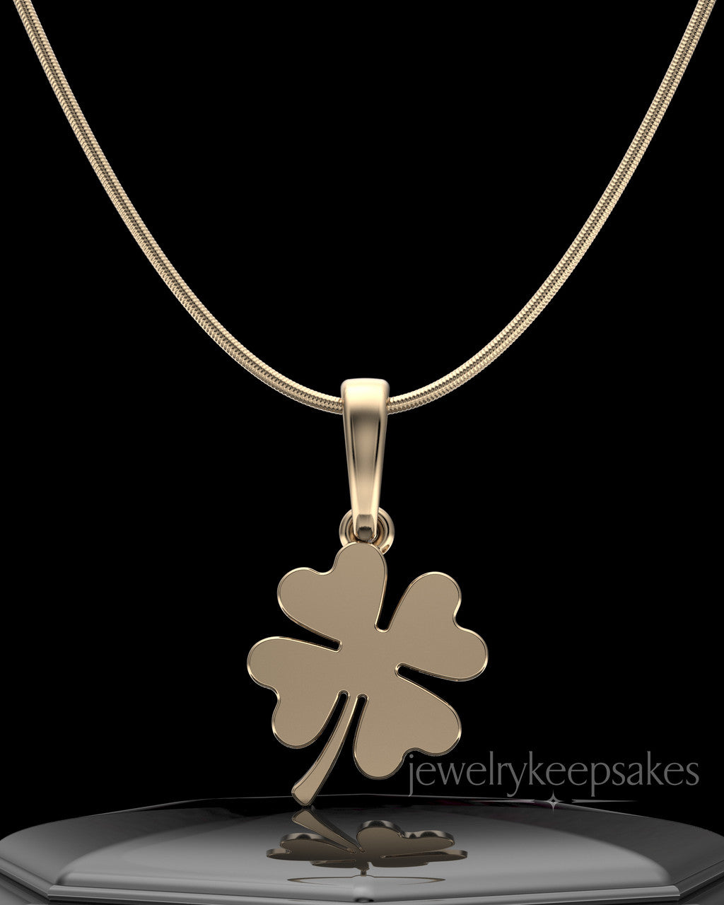 Solid 14k Gold My Lucky Clover Permanently Sealed Waterproof Keepsake Jewelry