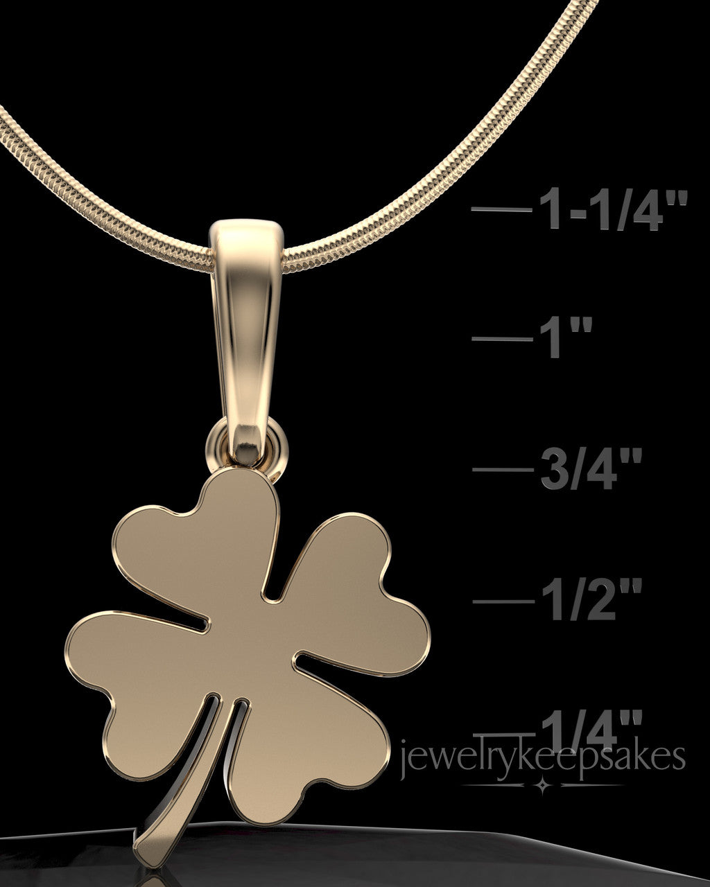 Solid 14k Gold My Lucky Clover Permanently Sealed Waterproof Keepsake Jewelry