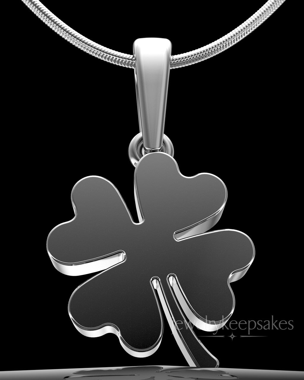 Solid 14k White Gold My Lucky Clover Permanently Sealed Waterproof Keepsake Jewelry
