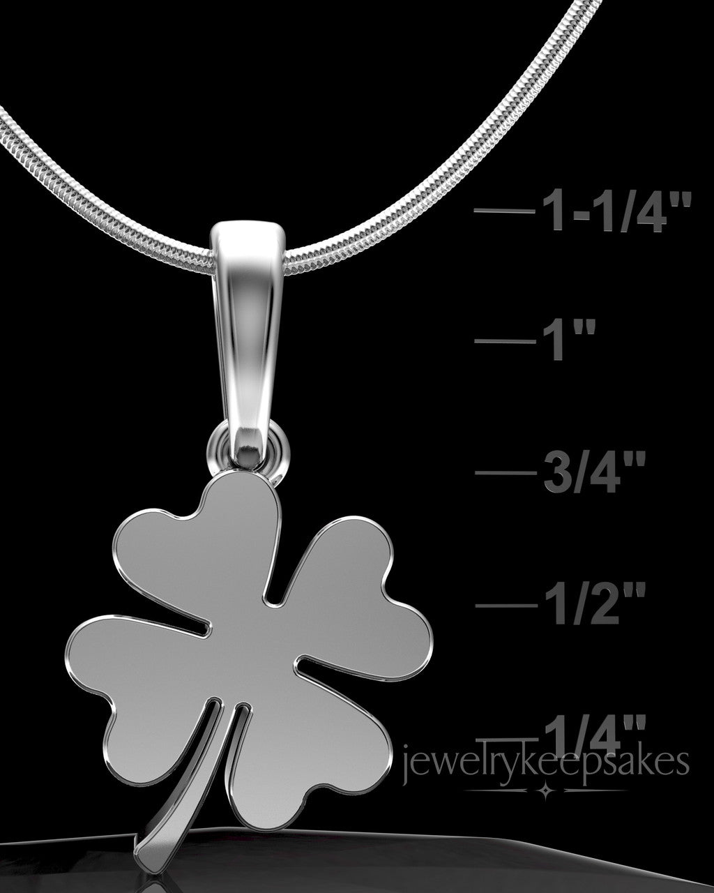 Solid 14k White Gold My Lucky Clover Permanently Sealed Waterproof Keepsake Jewelry