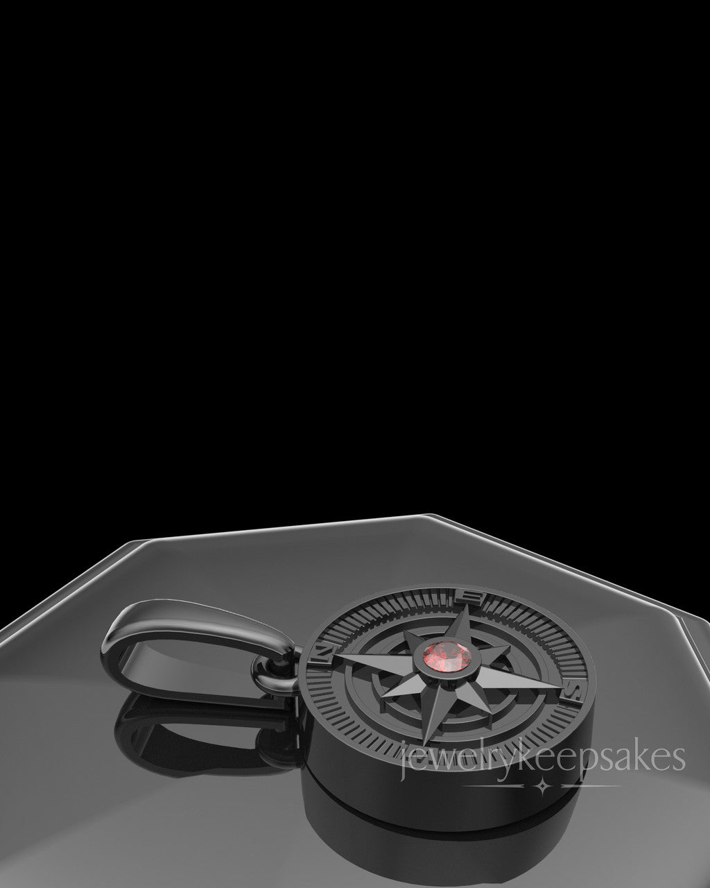 Black Plated Compass Permanently Sealed Waterproof Keepsake Jewelry