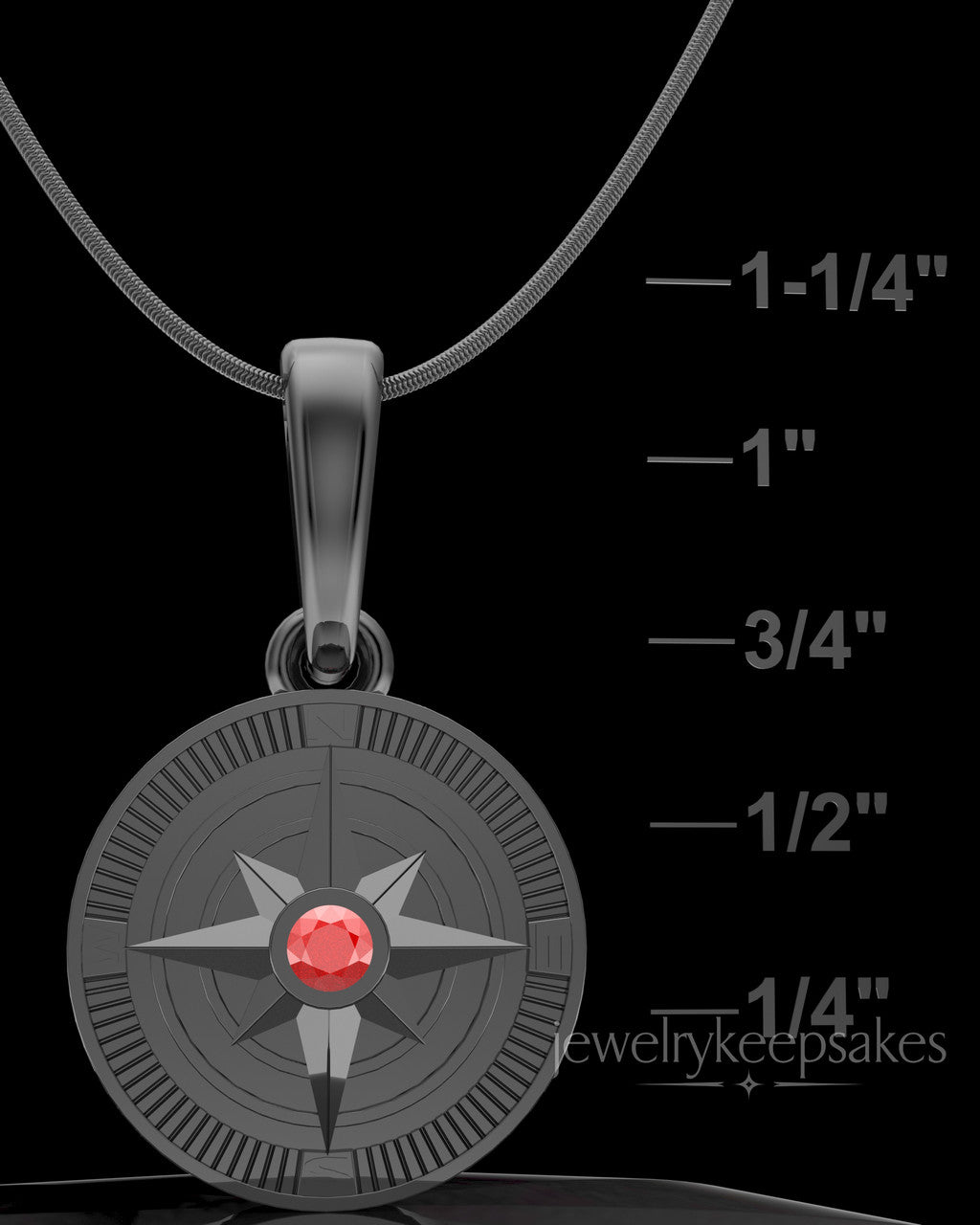 Black Plated Compass Permanently Sealed Waterproof Keepsake Jewelry