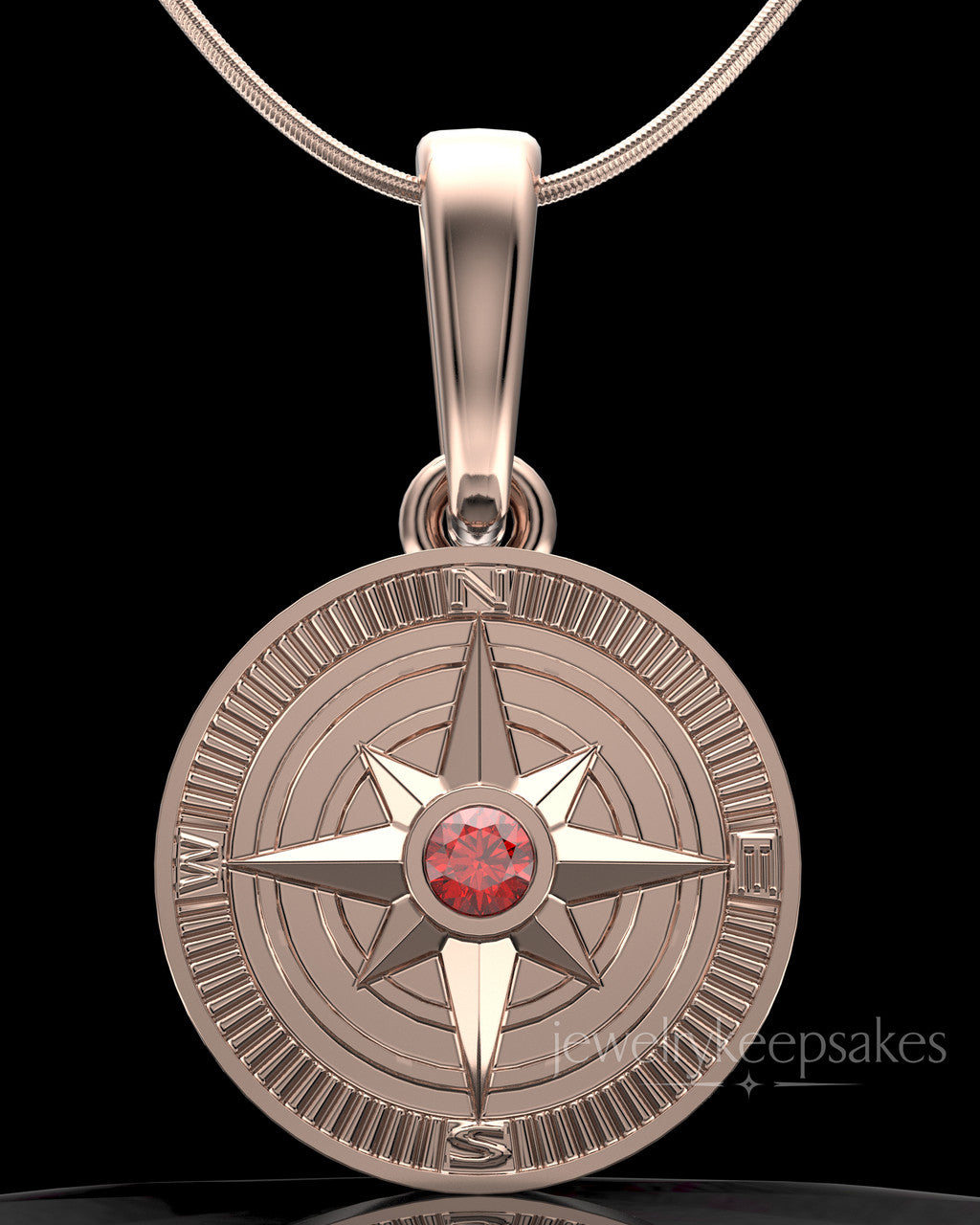 Rose Gold Plated Compass Permanently Sealed Waterproof Keepsake Jewelry