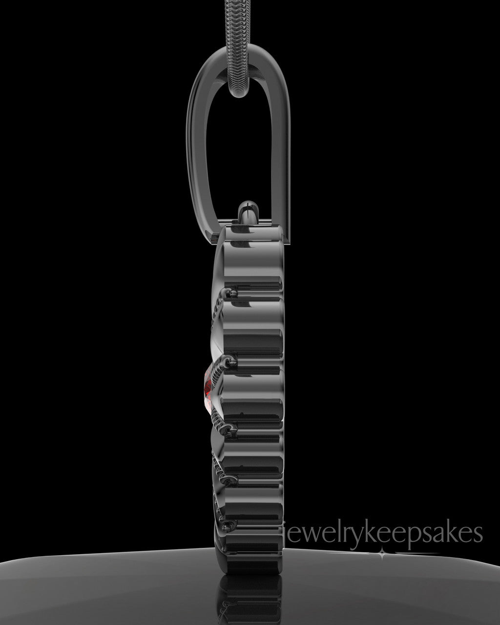 Black Plated Rodeo Birthstone Heart Permanently Sealed Waterproof Keepsake Jewelry