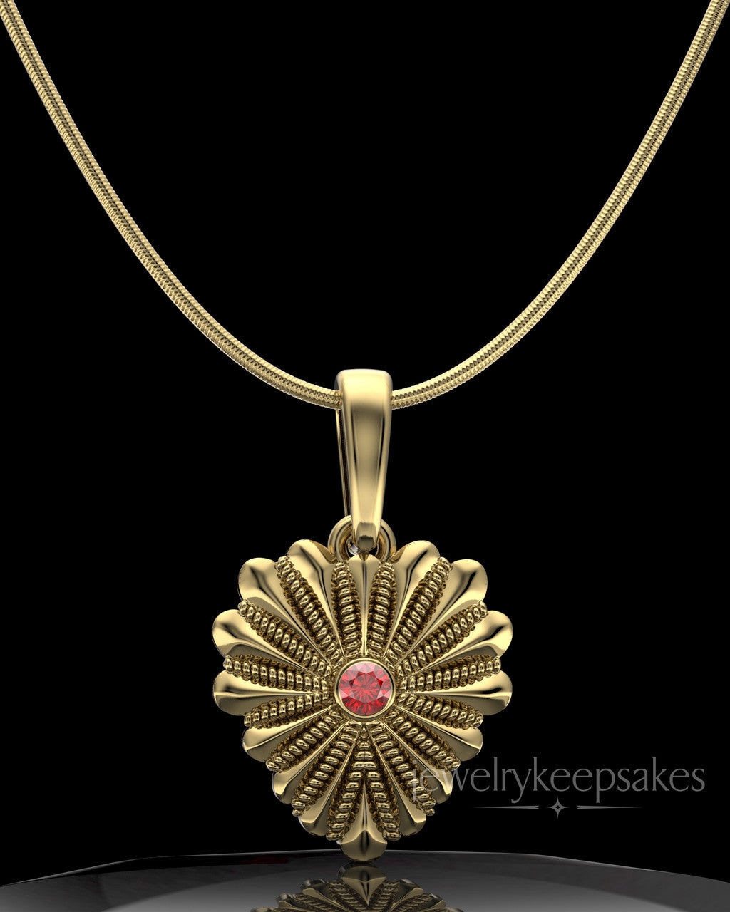 Gold Plated Rodeo Birthstone Heart Permanently Sealed Waterproof Keepsake Jewelry