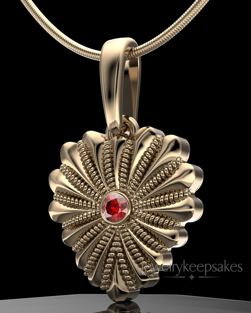 Solid 14K Gold Rodeo Birthstone Heart Permanently Sealed Waterproof Keepsake Jewelry