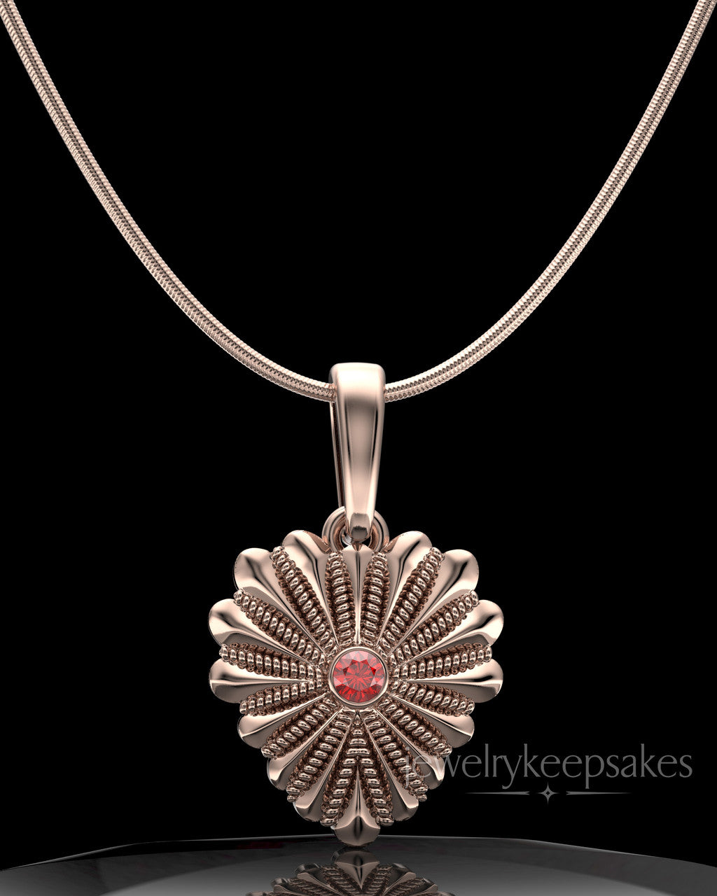 Rose Gold Plated Rodeo Birthstone Heart Permanently Sealed Waterproof Keepsake Jewelry
