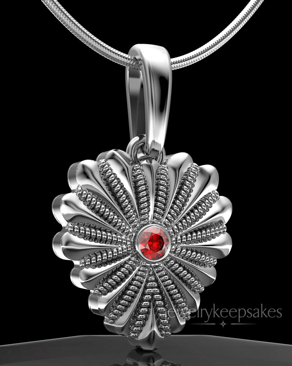 Solid 14K White Gold Rodeo Birthstone Heart Permanently Sealed Waterproof Keepsake Jewelry