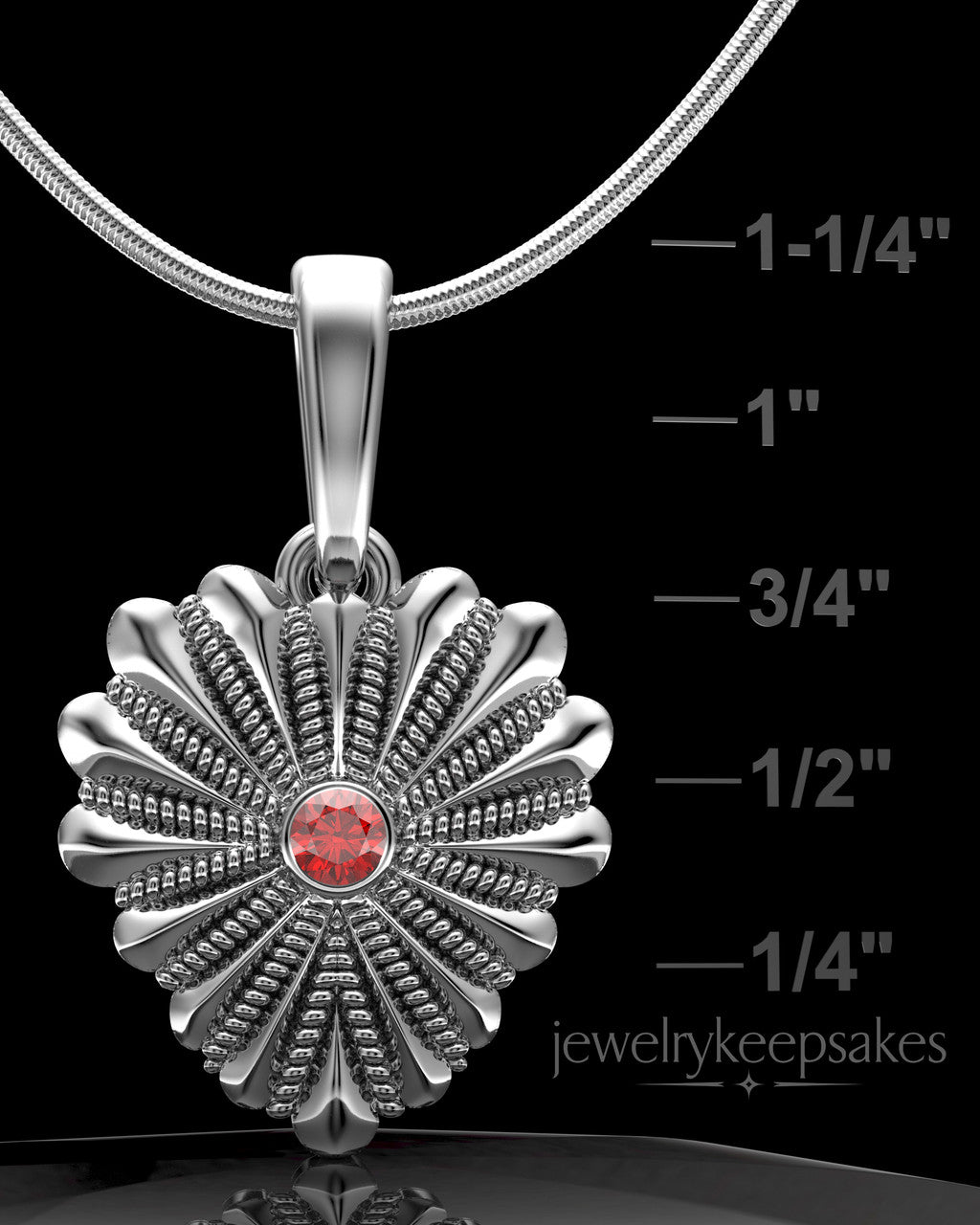 Solid 14K White Gold Rodeo Birthstone Heart Permanently Sealed Waterproof Keepsake Jewelry