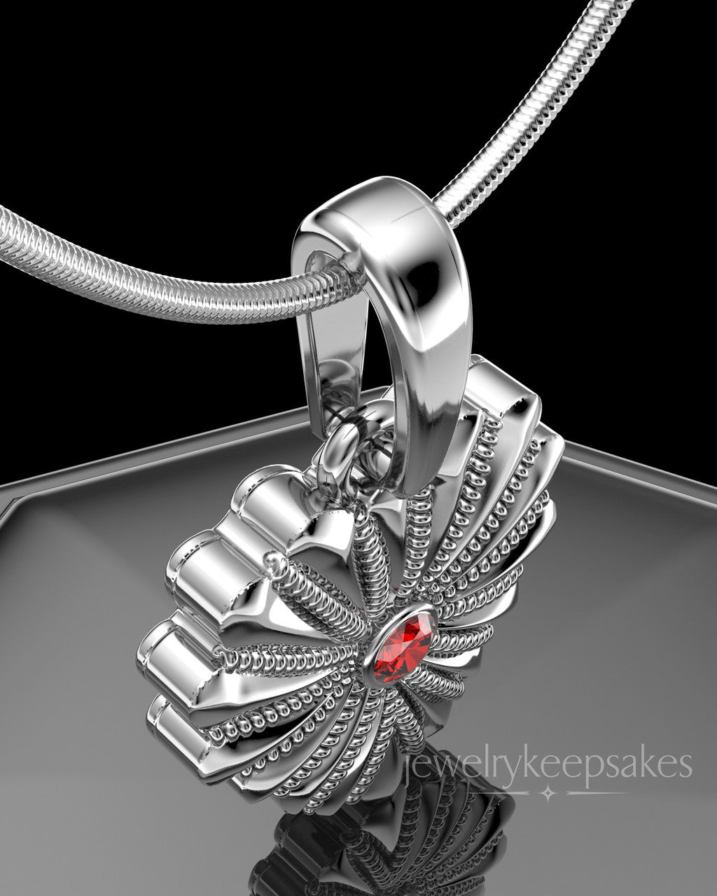 Solid 14K White Gold Rodeo Birthstone Heart Permanently Sealed Waterproof Keepsake Jewelry