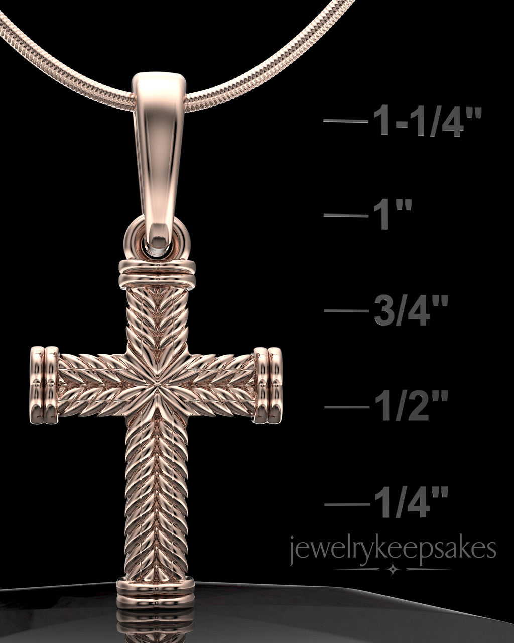 Rose Gold Plated Braided Cross Permanently Sealed Waterproof Keepsake Jewelry
