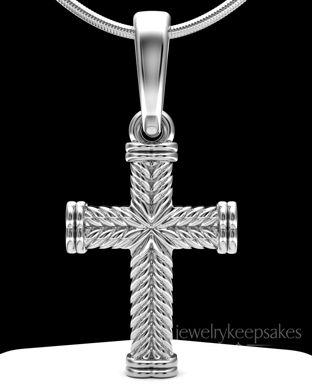 Sterling Silver Braided Cross Permanently Sealed Waterproof Keepsake Jewelry