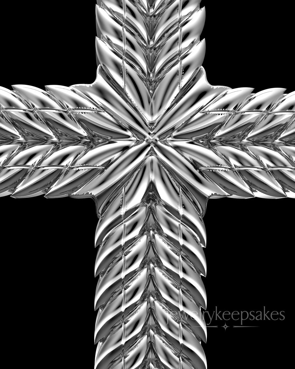 Solid 14k White Gold Braided Cross Permanently Sealed Waterproof Keepsake Jewelry