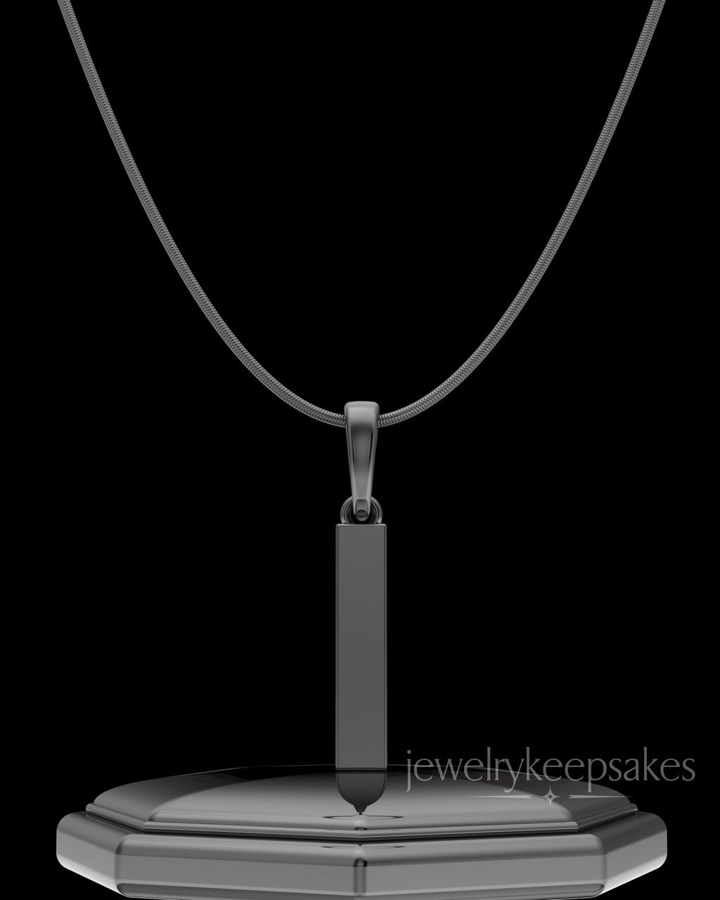 Black Plated Steadfast Long Cylinder Permanently Sealed Waterproof Keepsake Jewelry