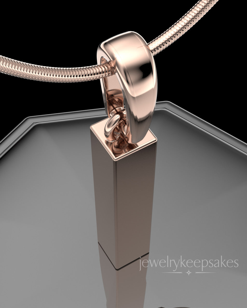 Rose Gold Plated Steadfast Long Cylinder Permanently Sealed Waterproof Keepsake Jewelry