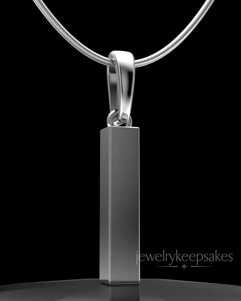 Solid 14k White Gold Steadfast Long Cylinder Permanently Sealed Waterproof Keepsake Jewelry