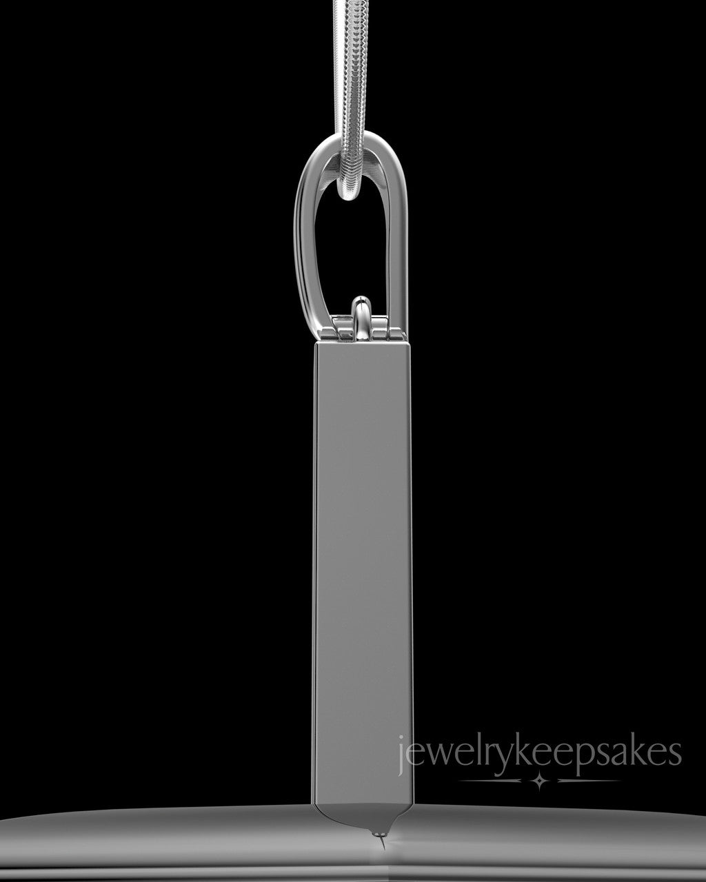Solid 14k White Gold Steadfast Long Cylinder Permanently Sealed Waterproof Keepsake Jewelry