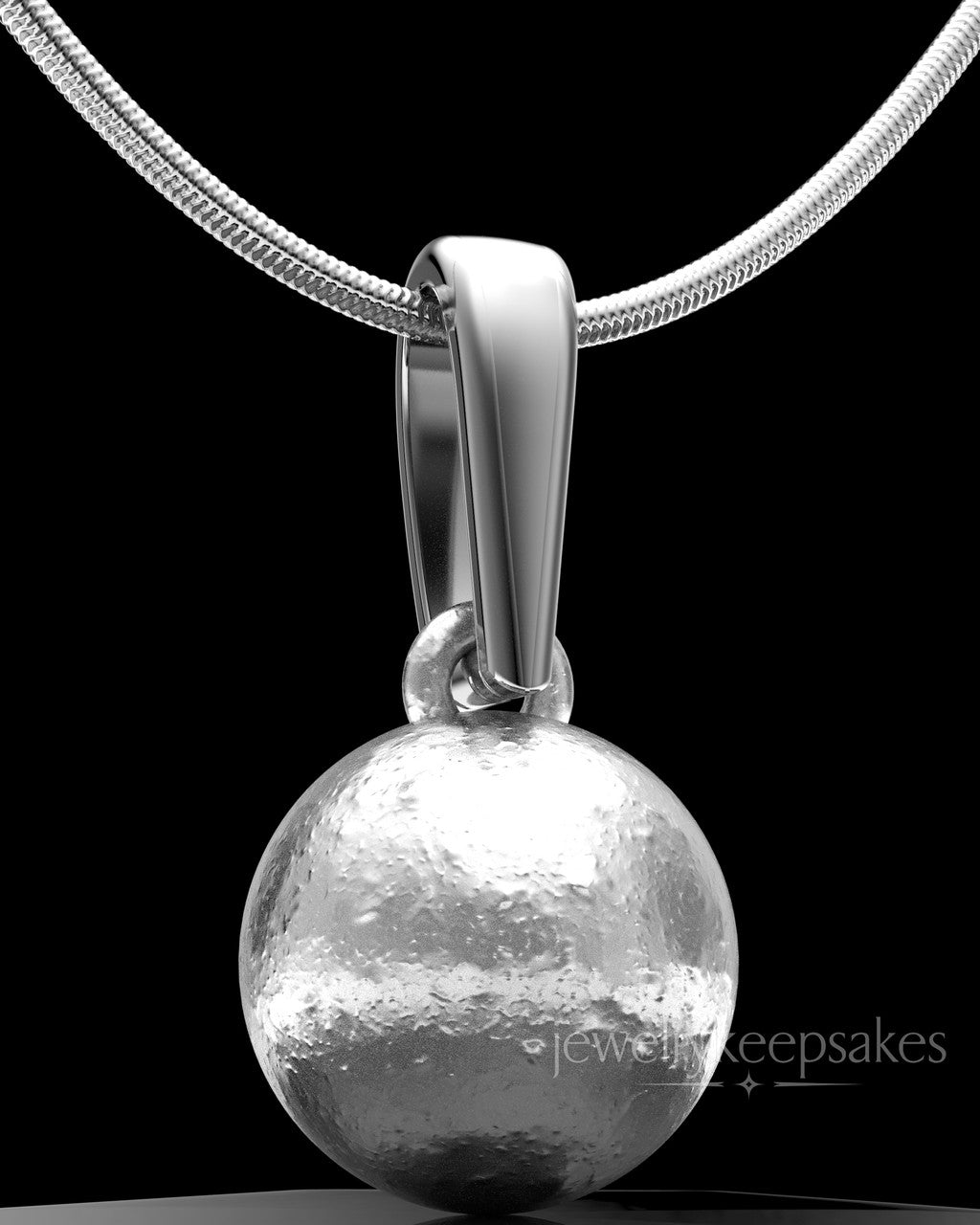 Solid 14K White Gold Spherical Permanently Sealed Waterproof Keepsake Jewelry