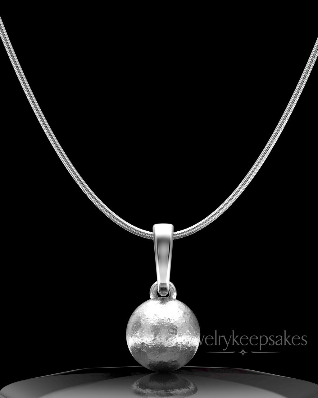 Solid 14K White Gold Spherical Permanently Sealed Waterproof Keepsake Jewelry