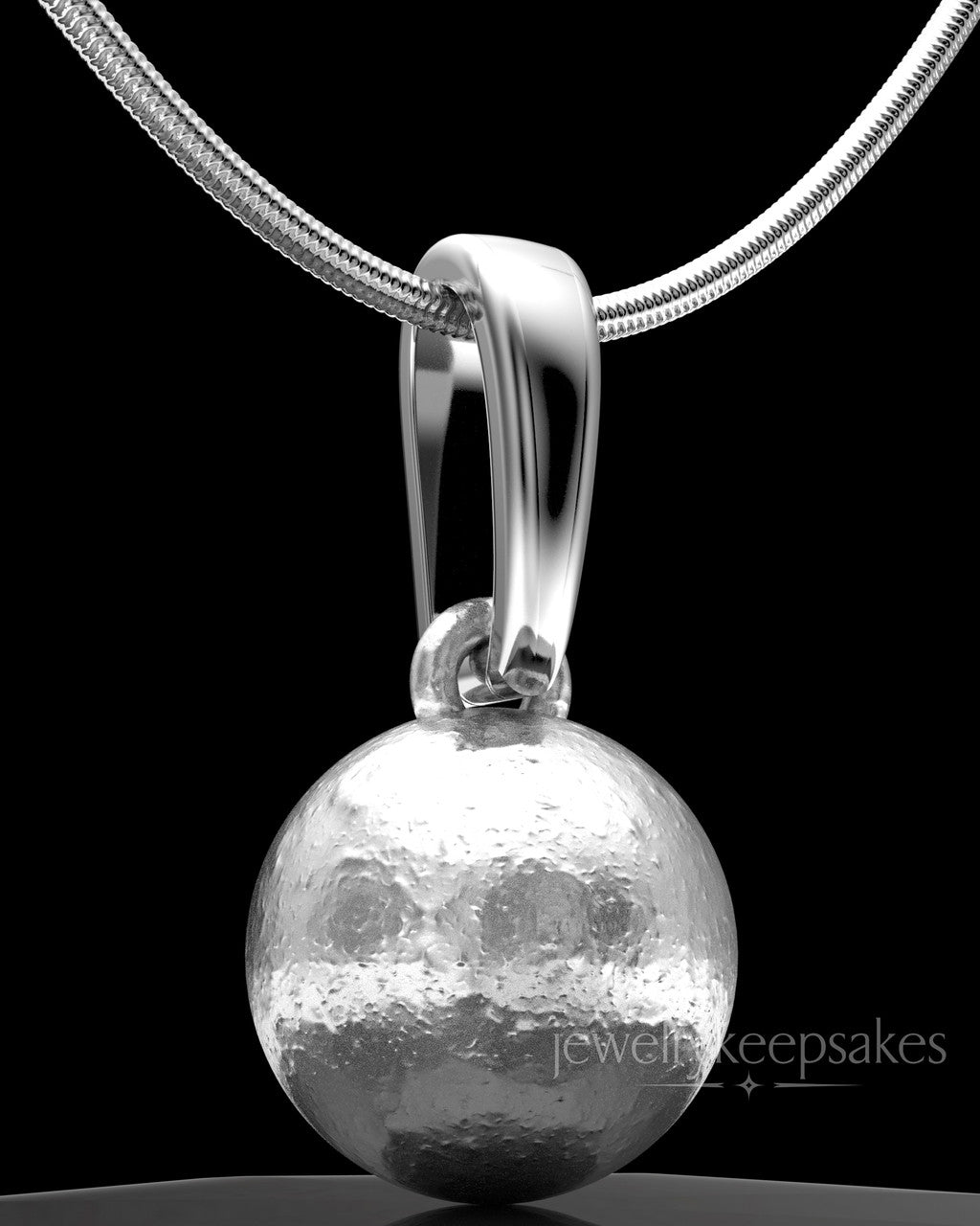 Solid 14K White Gold Spherical Permanently Sealed Waterproof Keepsake Jewelry