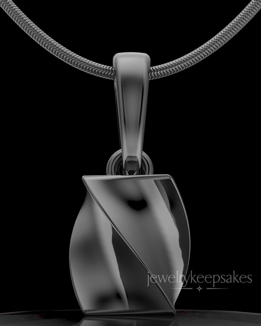 Black Plated Twisted Rectangle Permanently Sealed Waterproof Keepsake Jewelry