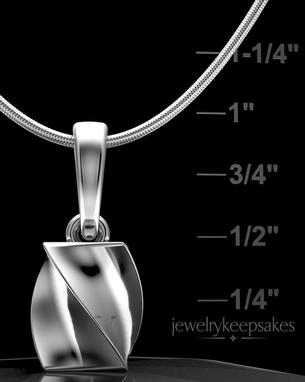 Solid 14k White Gold Twisted Rectangle Permanently Sealed Waterproof Keepsake Jewelry