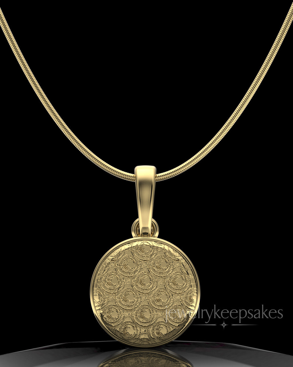Gold Plated Patterned Round Permanently Sealed Waterproof Keepsake Jewelry
