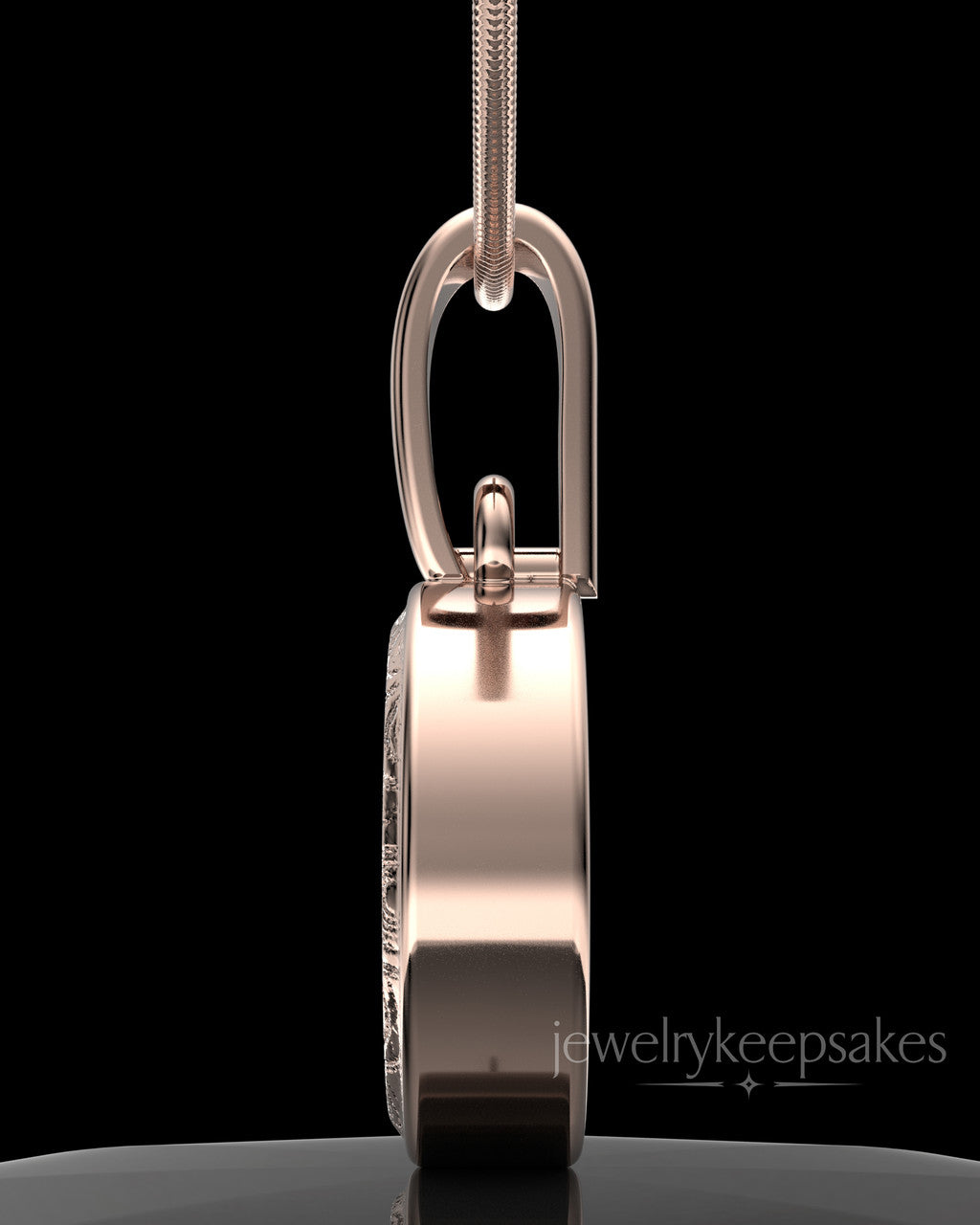 Rose Gold Plated Patterned Round Permanently Sealed Waterproof Keepsake Jewelry