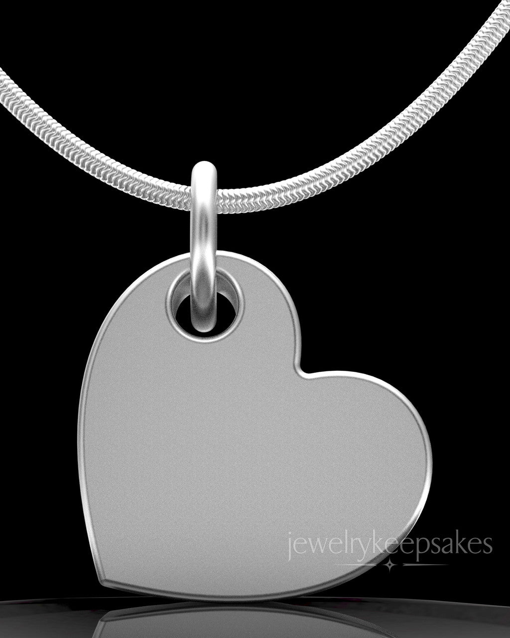 Solid 14k White Gold Angled Heart Permanently Sealed Waterproof Keepsake Jewelry