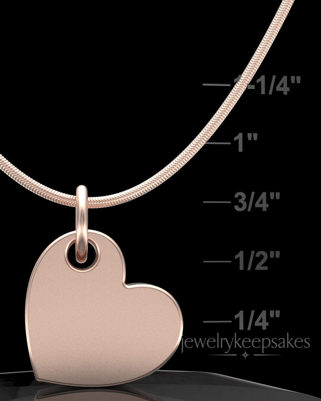 Rose Gold Plated Angled Heart Permanently Sealed Waterproof Keepsake Jewelry