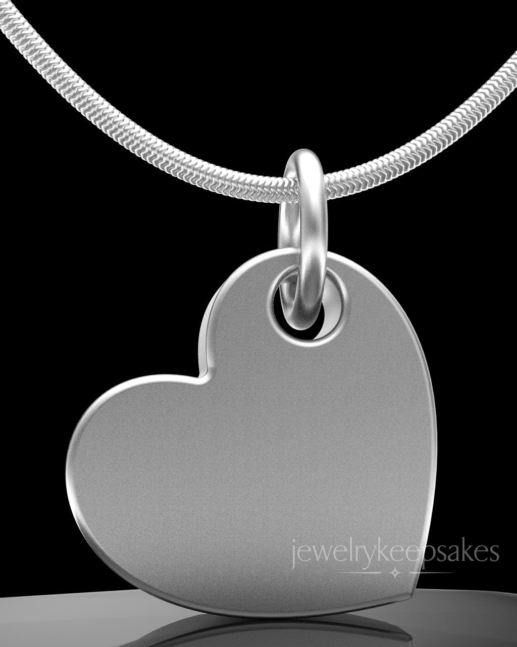 Solid 14k White Gold Angled Heart Permanently Sealed Waterproof Keepsake Jewelry