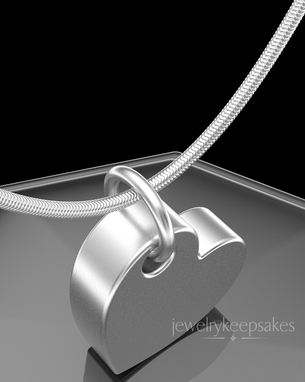 Solid 14k White Gold Angled Heart Permanently Sealed Waterproof Keepsake Jewelry