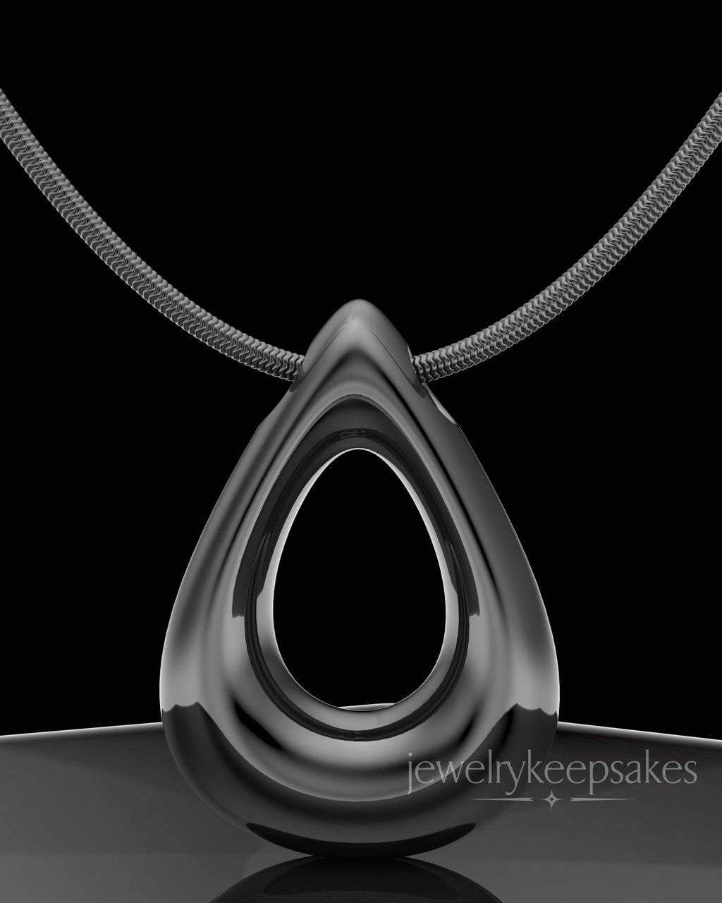 Black Plated Permanently Sealed Teardrop Waterproof Keepsake Jewelry