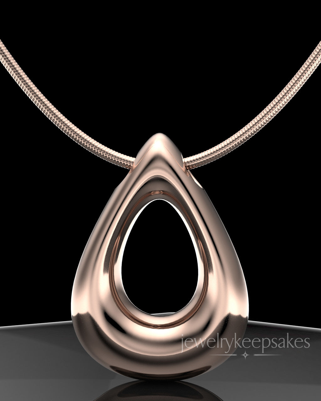 Rose Gold Plated Permanently Sealed Teardrop Waterproof Keepsake Jewelry