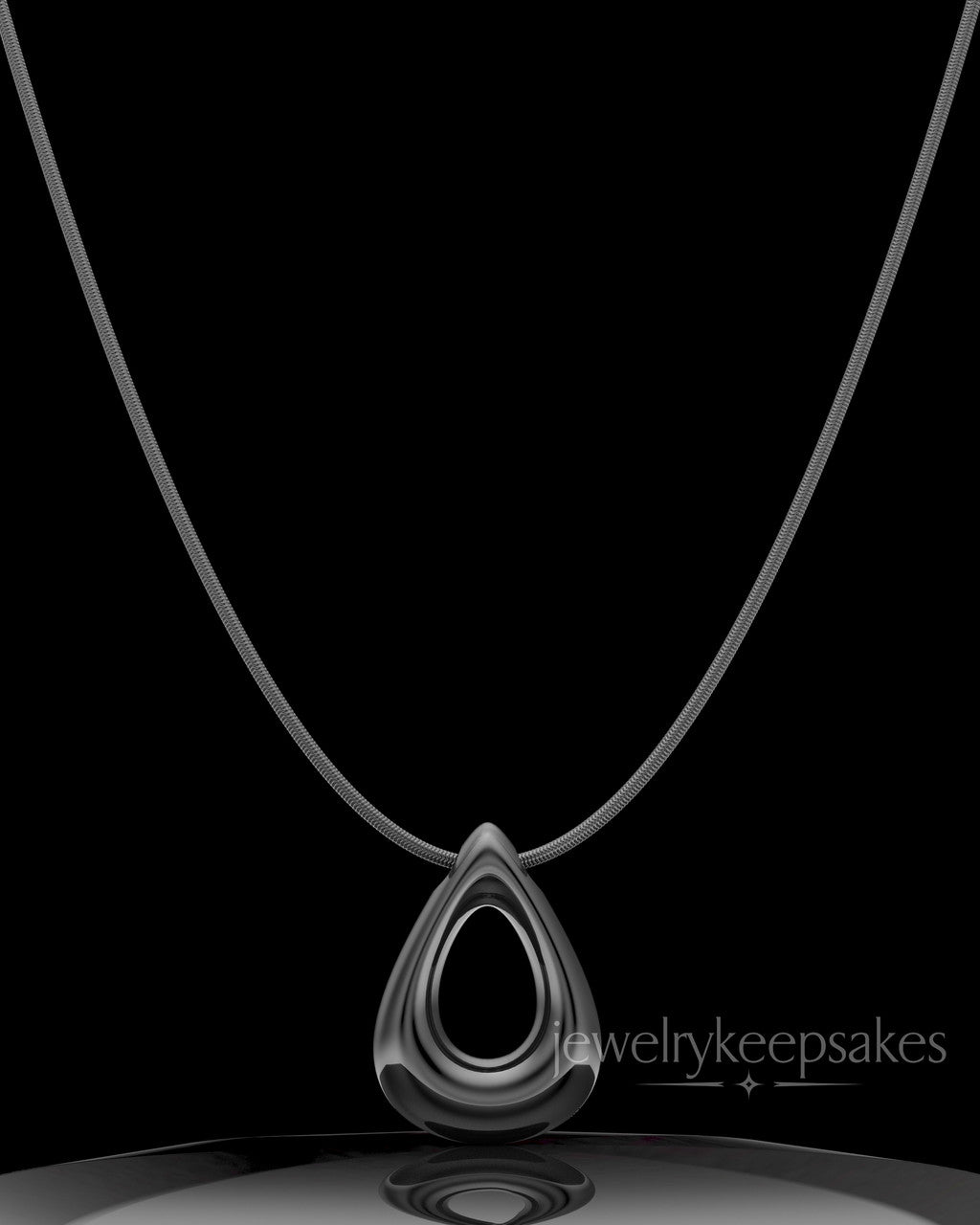 Black Plated Permanently Sealed Teardrop Waterproof Keepsake Jewelry