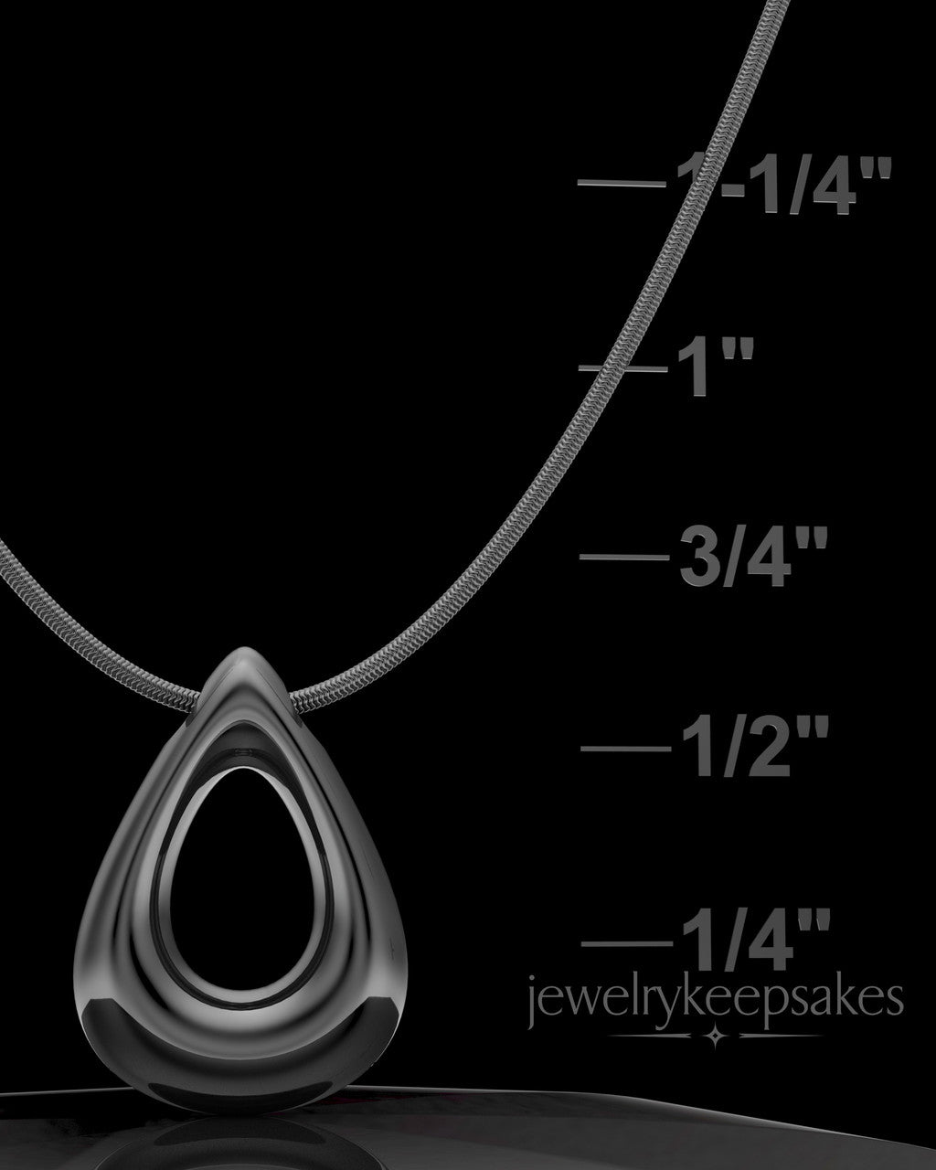 Black Plated Permanently Sealed Teardrop Waterproof Keepsake Jewelry