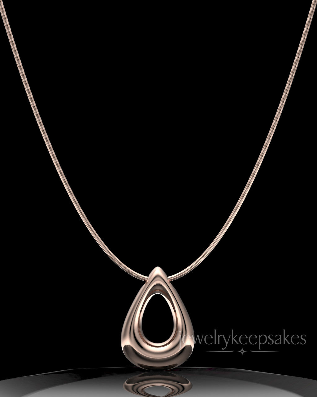 Rose Gold Plated Permanently Sealed Teardrop Waterproof Keepsake Jewelry