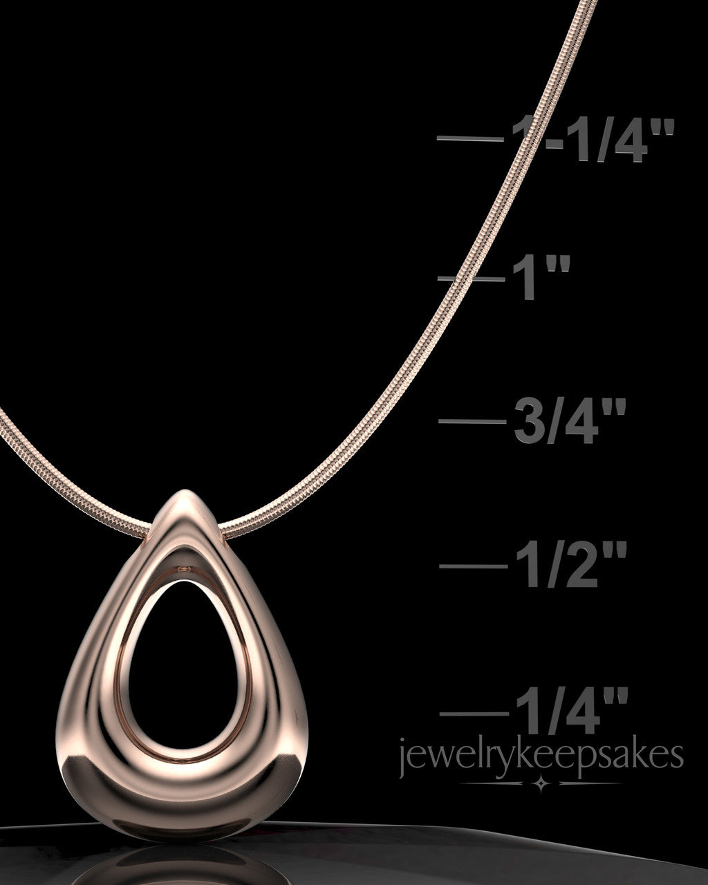 Rose Gold Plated Permanently Sealed Teardrop Waterproof Keepsake Jewelry