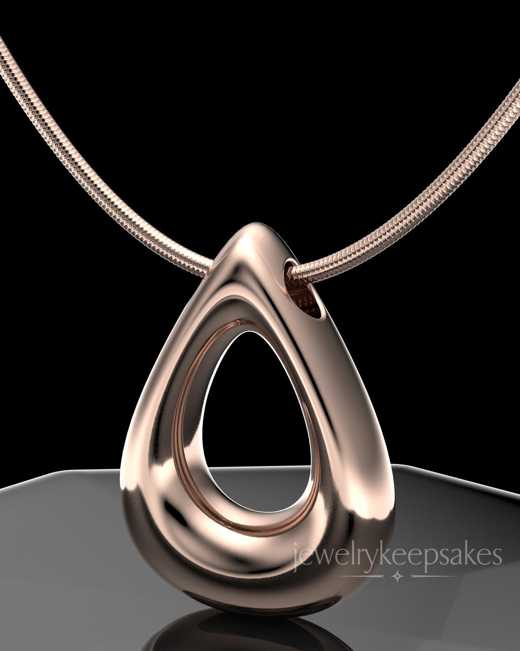 Rose Gold Plated Permanently Sealed Teardrop Waterproof Keepsake Jewelry