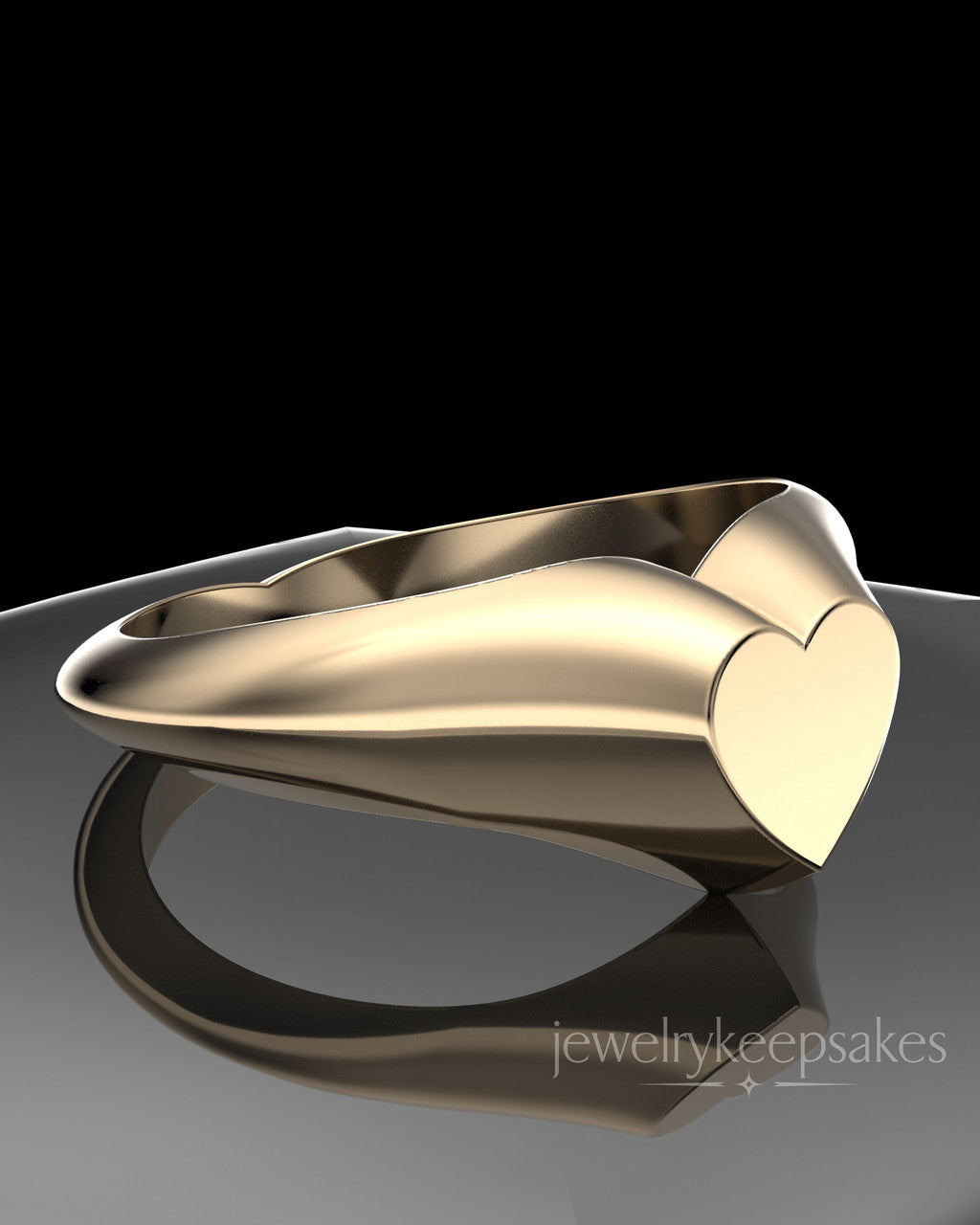 Solid 14K Yellow Gold Signet Permanently Sealed Waterproof Cremation Ring