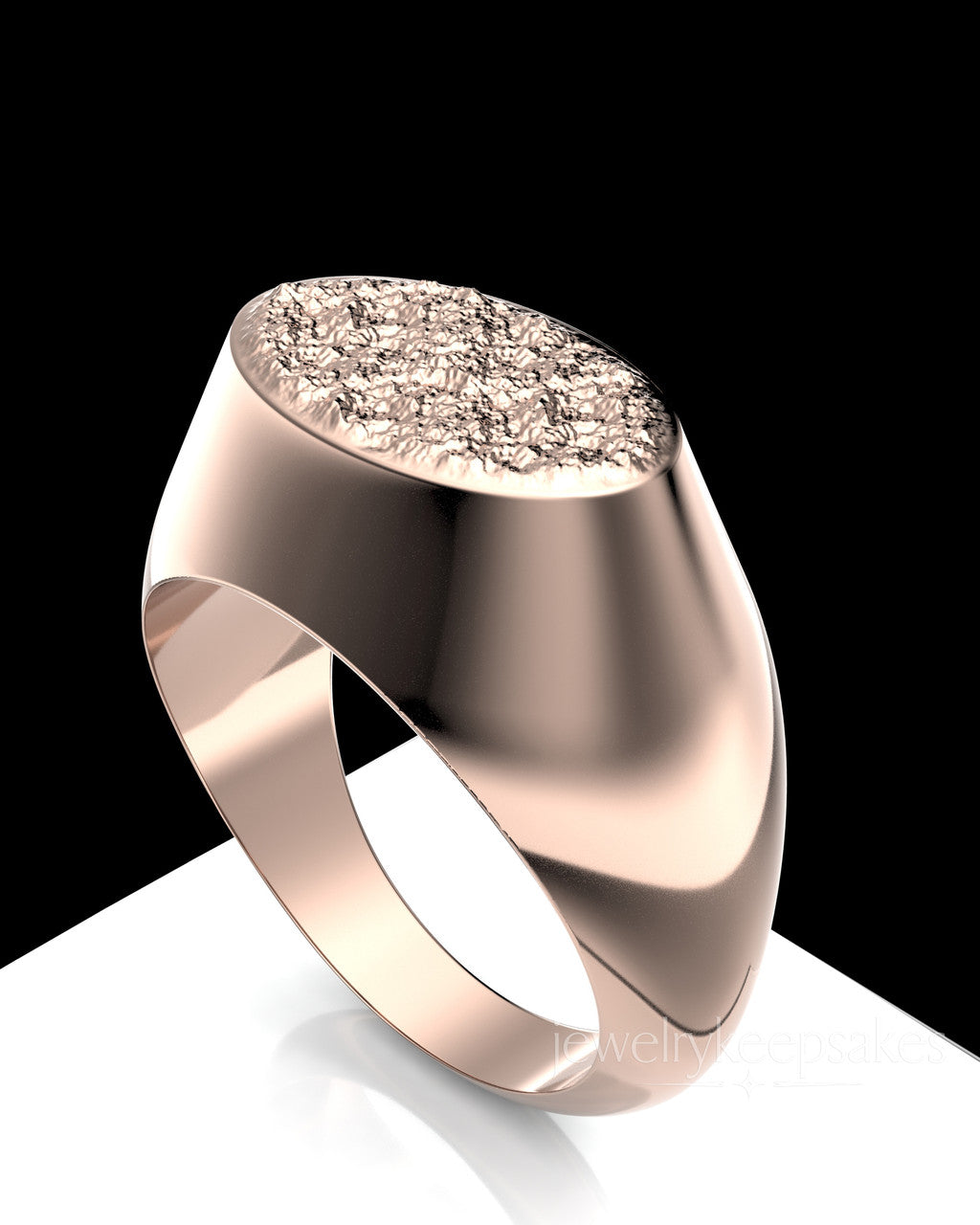 Solid 14k Rose Gold Men's Signet Permanently Sealed Waterproof Cremation Ring