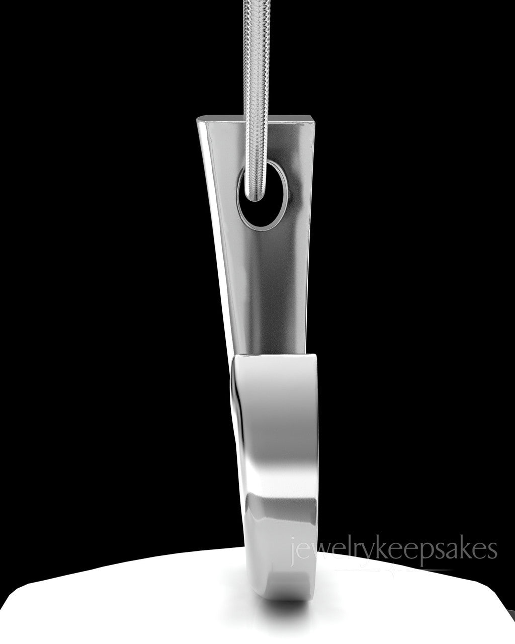Solid 14K White Gold Hook Permanently Sealed Waterproof Cremation Pendant