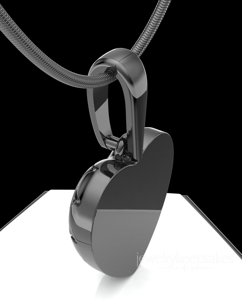 Black Plated Etched Heart Permanently Sealed Waterproof Cremation Pendant