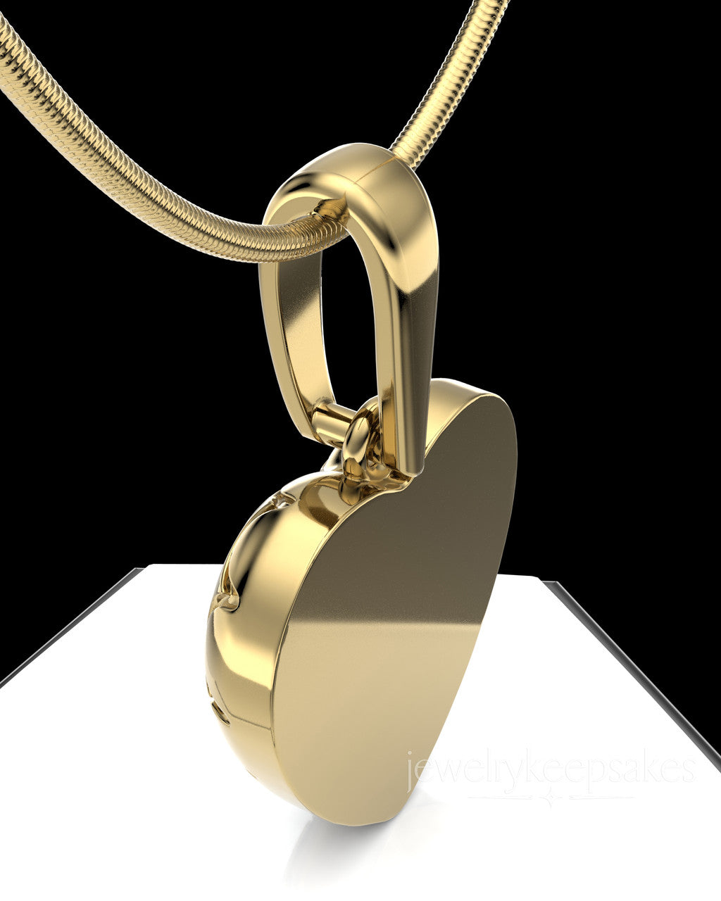 Gold Plated Etched Heart Permanently Sealed Waterproof Cremation Pendant