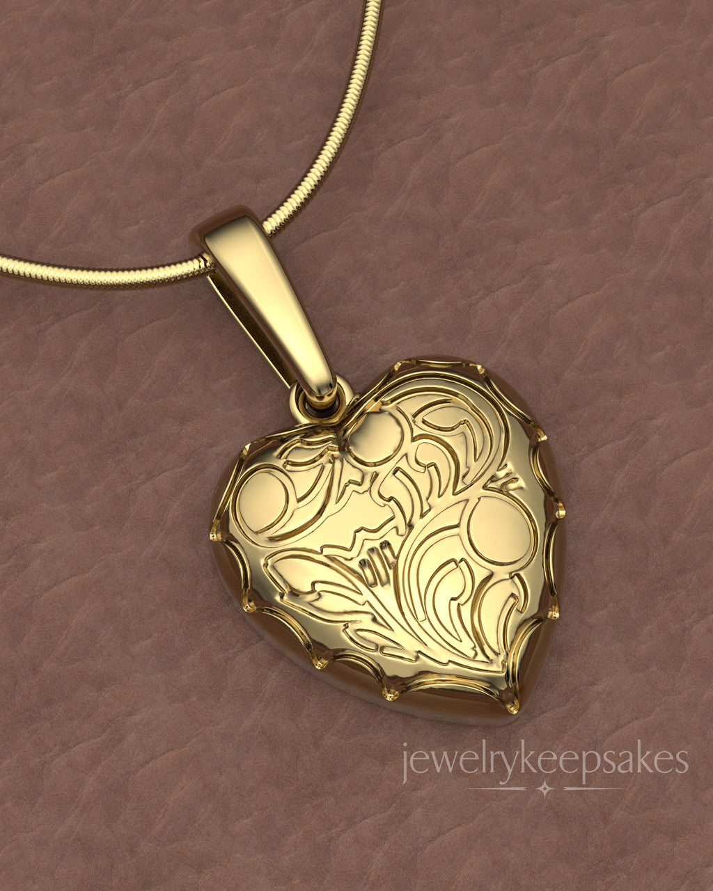 Gold Plated Etched Heart Permanently Sealed Waterproof Cremation Pendant