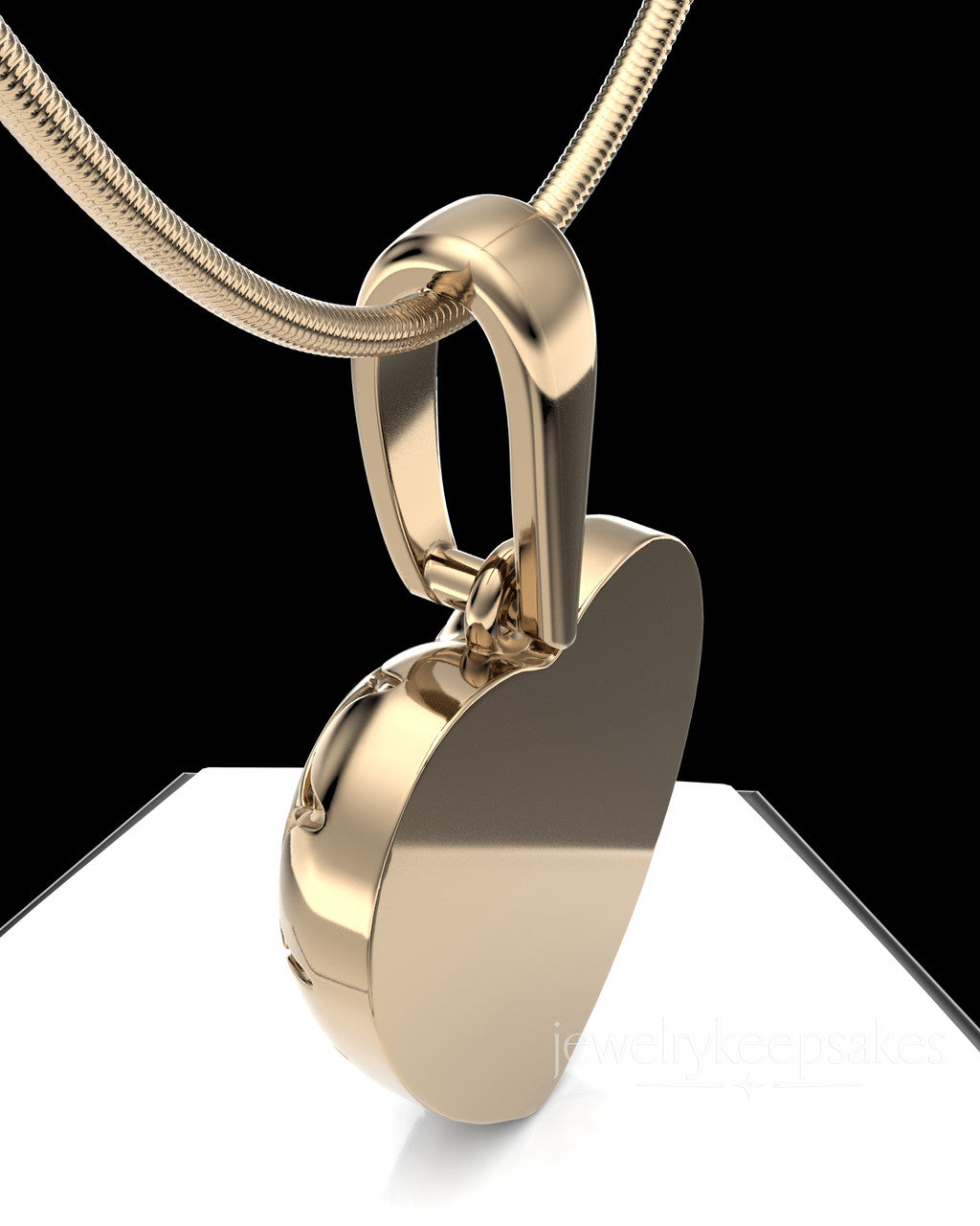 Solid 14k Gold Etched Heart Permanently Sealed Waterproof Cremation Pendant