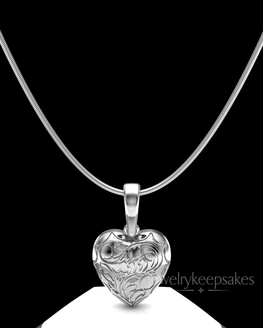 Sterling Silver Etched Heart Permanently Sealed Waterproof Cremation Pendant