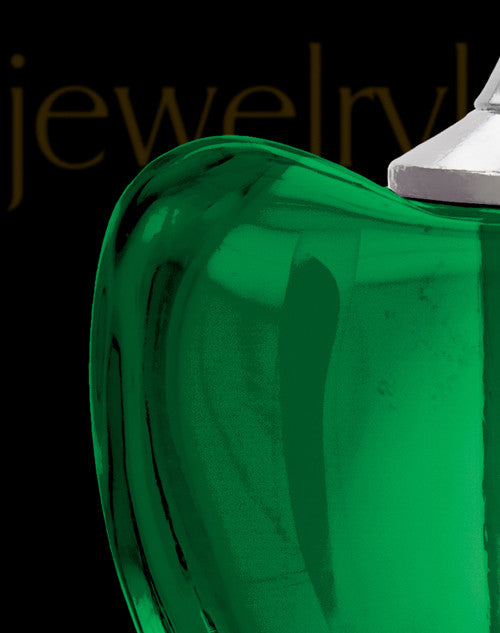 Green Glass Pristine Heart Cremation Jewelry